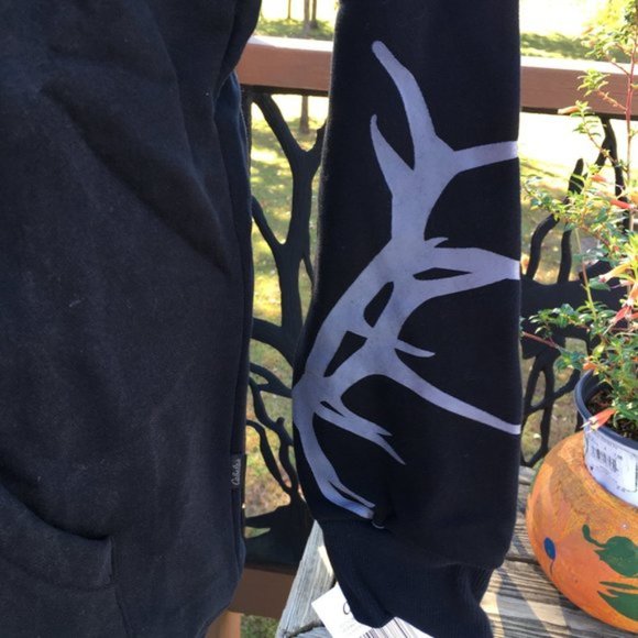 Cabela's Women's Hoodie Black Full-Zip Solid Varsity Black Green Jacket $49.99 - Picture 5 of 9